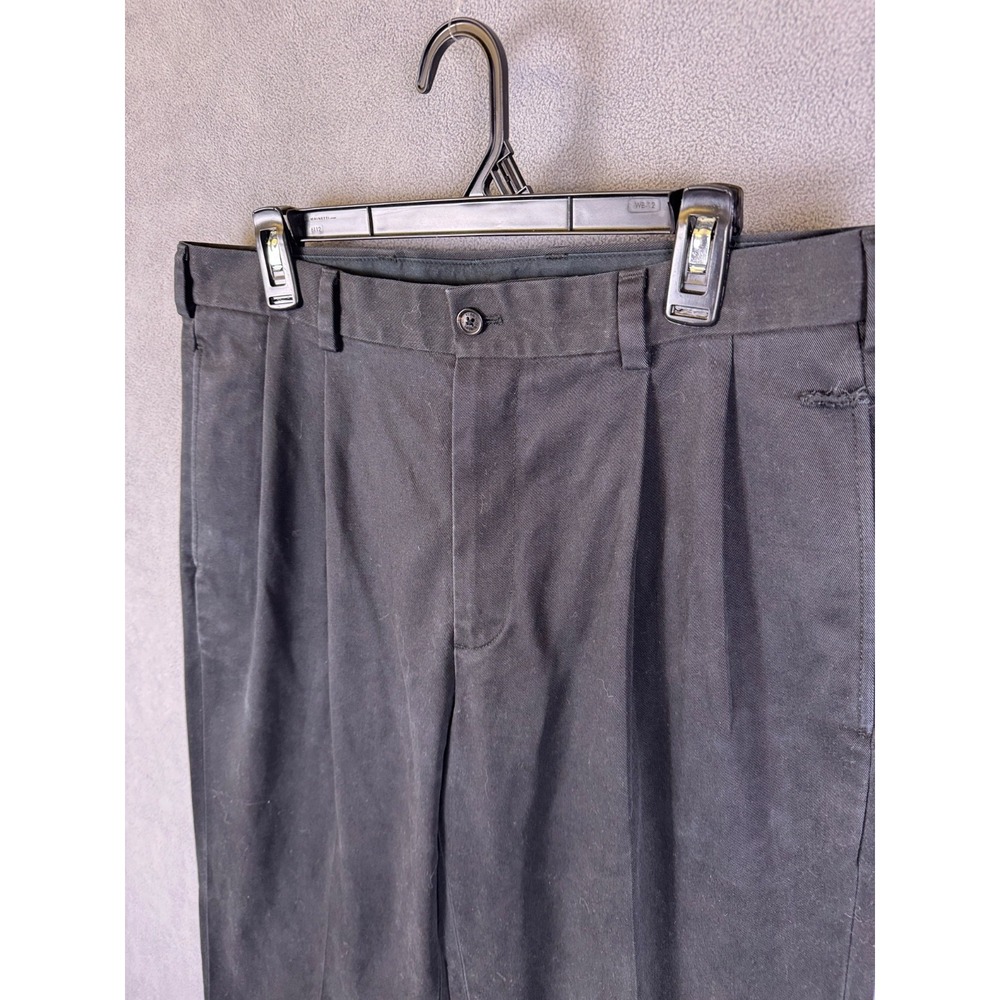 Brooks Brothers Advantage Chino Elliot Men Pleated Pant Cuffed Black 34x32 Read! - Picture 2 of 11